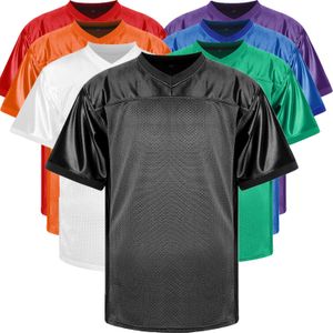 卸売ブランクプレーンフットボールジャージースポーツTシャツヒップホップジャージアスレチックユニフォームメッシュ通気性カスタマイズ可能な名前レトロメンズシャツS-3XL