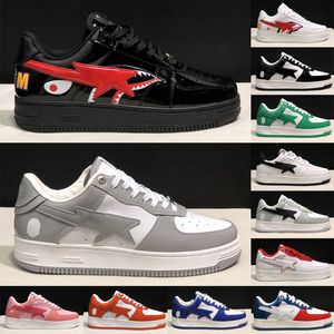 Sapatos de grife bapeste sta Low Men Women Shoes Casual Sk8 Plataforma ao ar livre tubarão preto camuflando bule cinza preto camurça esportiva tênis de tênis tamanho 36-45