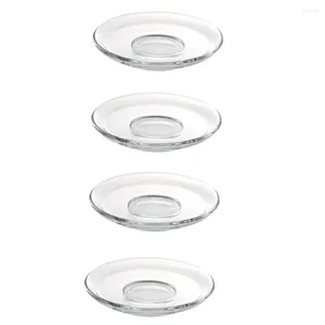 Cups Saucers 4 Pcs Glass Saucer Round Plates Snack Storage Dish Coffee Tray Kitchen Tableware Espresso