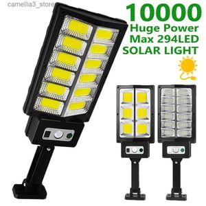 Luzes de parede solares 100000LM LED Luzes de rua para exterior solar 294COB Lâmpada de parede PIR Sensor de movimento 10000W IP65 Luz solar de energia à prova d'água para jardim Q231109