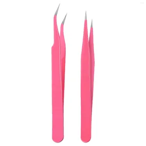 Makeup Brushes 2st Rak krökt spets Portable Salon Rostfritt stål Applikation Eyelash Pickezer Craft Tool Drabla Nail Art Lash