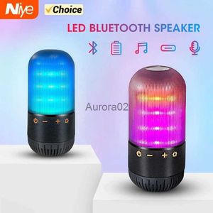 Alto-falantes de computador Niye LED Alto-falante com luz intermitente portátil com fecho Alto-falante externo 1200 MAh estéreo à prova d'água Subwoofer colorido Rádio FM YQ231103