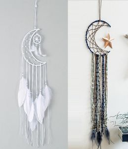 Duże łapacz snów półksiężyc kształt dzieci wisząca na ścianę dekoracja ręcznie robione białe pióra Dreamcatchers na prezent ślubny 9187285