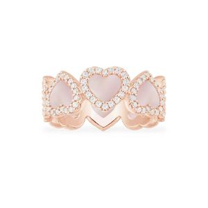 luxury A brand love heart Chinese rings for women charm pearl elegant pink hearts diamond anillos emotion finger heavy moissanite designer ring party jewelry