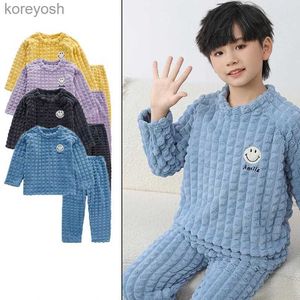 Pajamas 2023 New Winter Baby Boy Girl Thicken Flannel Fleece Pajamas Set Toddler Child Warm Cartoon Sleepwear Kids Home Sleepwear SuitL231109