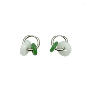 Stud Earrings 2023 Summer Chinese Vintage Titanium Steel Spicy Girl Green Jade Y2k For Women Sweet Cool Ear Buckle Gifts Jewelry