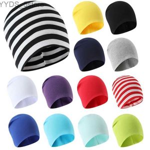 Beanie/Skull Caps Autumn Winter Kids Beanie Hat Children Cotton Sticked Hatts Solid Color Baby Lotnnet Cap Infant Toddler Beanies For Boy Girl YQ231108