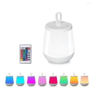 Luci notturne Luce notturna a LED a 16 colori con luminosità ricaricabile USB remota Tocco regolabile Lampada da atmosfera RGB da campeggio per regali di amici