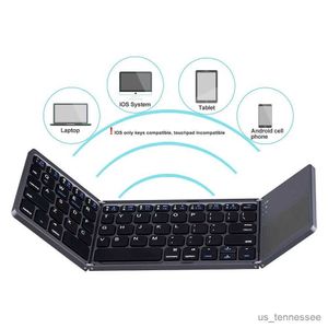 Tangentbordstangentbord Slim folding tangentbord bärbar mini vikbar trådlöst tangentbord med mus pekplatta för Android bärbar dator PC R231109