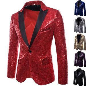 Mens Suits Blazers Fashion Dance Party Sequin Suit Jacket Gold Silver Black Red Singer Host Stage Dress Men Luxury Clothing 231109