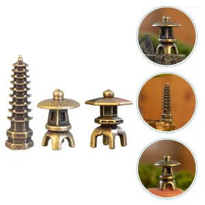 Garden Decorations 3pcs Micro Landscape Pavilions Home Desktop Adorns Mini Tower Decors