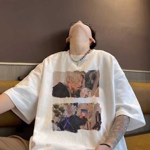 メンズTシャツギャラリーワインレッド300Gヘビー級ニッチTシャツティーンエイジャーのためのOOTD短い夏の男性の半袖若者の外観