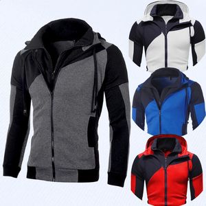 Men's Vests Winter Coat Stitching Double Zipper Warm Men Hoodie Tops Streetwear Sports Outdoor Versatile 231109