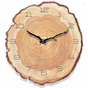 壁の時計アラビア数字デザイン素朴な木製の装飾時計16インチ農家田舎の手作り丸い木材大きな時計