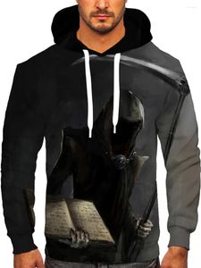 Hoodies masculinos traje de halloween 3d impressão crânio da morte moletom com capuz rua homens mulheres crianças agasalho oversized