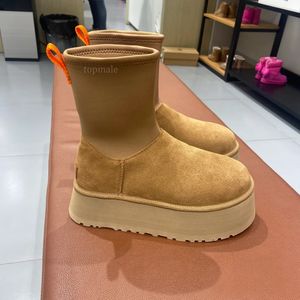 Plataforma W clássico dipper botas austrália mulheres bota designer tazz tasman bota de inverno elástica botas finas elegantes versáteis zíperes laterais sapatos grossos de pelúcia