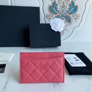 Men's and women's general designer small sweet classic really pickup package caviar leather sheepskin ling, double card bag men and women general card holder