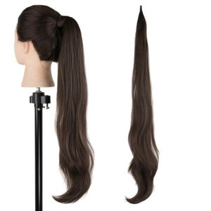 Synthetic Wigs Soowee 32 Inch Long Synthetic Hair Ponytail Brown Wrap Tail Flexible Pretty Hair Ponytails Hairpieces on Party 231108