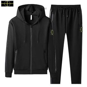 New Men's Tracksuits Spring And Autumn Stone Fashion Classic Island Jacket Solid Casual Sports Suit Is Land Two Piece Hooded Zipper Top 4Xl H444