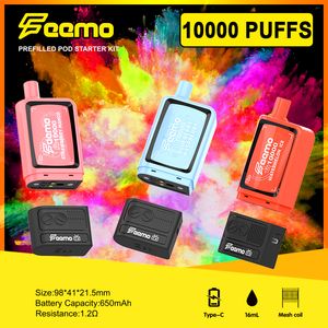 10K Puffs descartável vape dispositivo bateria kit inicial UE Shipping Feemo TV10000 vape pod descartável 20ml com 650mah tipo-c recarregável preço de atacado vape