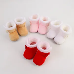 Stövlar citgeewinter spädbarn födda flickor snöblomma fotled varma baby promenadskor för småbarn