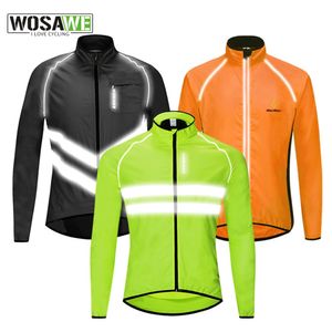 Jaquetas de ciclismo Wosawe Jaqueta de ciclismo masculina corta-vento à prova de vento impermeável respirável leve bicicleta jaqueta colete masculino casaco reflexivo 231109