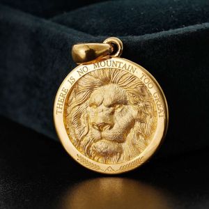 Xiy Immagine personalizzata della testa di leone Medaglia rotonda in oro 10K 14K Ciondolo uomo con medaglione con fascino animale per la produzione di gioielli all'ingrosso