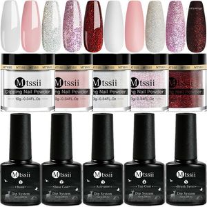Nail Glitter Mtssii 10/12PCS/LOT Dipping Powder Set 10g Holographics Dust Natural Dry Dippping System Kit