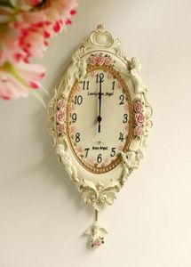 European Garden Ornament luxury watch clock Home Furnishing resin relief angel living room wall clock6180893