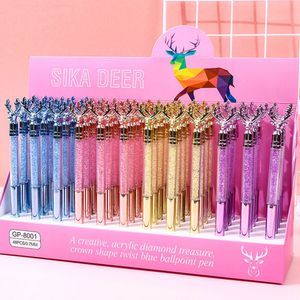 48pcs/lot Black Ink Gel Pen 0.5mm Cute Deer Shape Stationery Office Accessories Cartoons Diamond Handle Gel Pens Student Supply 2983