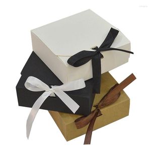 Gift Wrap 5/10pcs Box Large With Ribbon Party Decor White Kraft Paper Carton Packaging Custom Logo And Size Support Personalisation