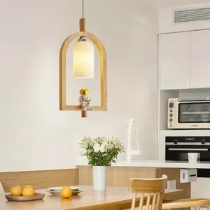 Подвесные светильники, креативная светодиодная люстра для гостиной, столовой, спальни, лампа с регулируемой яркостью, домашняя подставка, деревянный потолок
