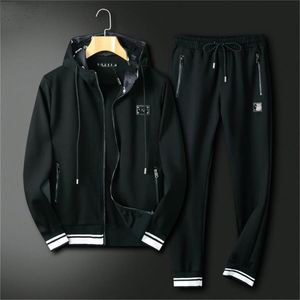 Autumn and winter fashion hooded sports casual cardigan jacket trousers two-piece men's fashion