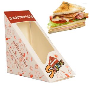 Dinnerware Sets Cartoon Sandwich Case Trilateral Cake Packing Box Cookies Bag Bread Stickup Sack Bakery Restaurant Shop Package 20/50pcs/set