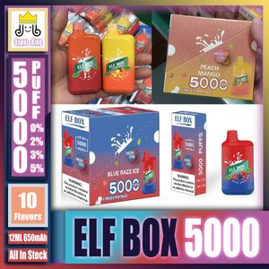 Original ELF BOX 5000 Puffs Recarregável E Cigarro 0/2/3/5% Caneta Vape Descartável 12ml Pré-preenchido 650mAh Bateria VS ELFWORLD DC5000 Ultra