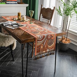 Стол -бегун винтажный стол бегун Deluxe jacquard этнический кисточник свадебный обеденный стол флаг коврик для дома арт домашний кофейный столик декоративный текстиль 230408