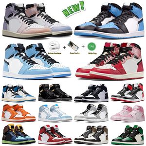 Air jordan 1 Basketball Shoes University Blue Pine Verde Black Tribunal roxo real Bred Toe NC Obsidian UNC tênis de basquete jogo de formadores