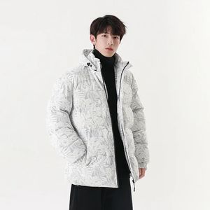 Jaqueta De Inverno Masculina De Algodão Com Capuz