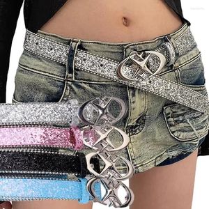 Cintos Y2K Lua Estrela Cinto Moda Cruz Metal Retro Punk Mulheres Meninas Pu Couro Lantejoula Cintura Jeans Calças Decorativas