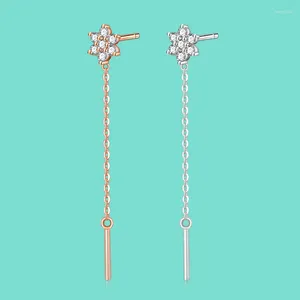 Stud Earrings 925 Sterling Silver Jewelry Trend Long Line Tassel Sexy Flower Pendant Exquisite Fashion Non Allergic Birthday Gifts