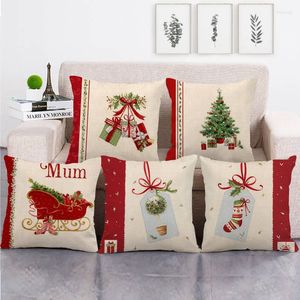 Pillow Christmas Simple Gift Linen Waterproof Sofa Cover Case Pillowcase Funda Cojines 45x45 Housses De Coussin