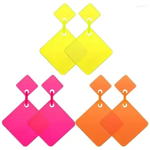 Hoop Earrings 3 Pairs Square Rhombic Exaggerated For Women Girls Cosplay Party Accessory