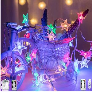 Strings Battery STAR LED LEITO LUZ DE ICELA 3M 5M 10M LUZES DE FAIRA DE FEIRO DE FAIS DE FAIS DE NATAL