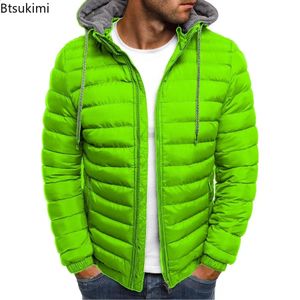 Mens Down Parkas Autumn Winter Solid Hooded Cotton Coat Jacket Casual Warm Cloth Coat Coate Streetwear Puffer Man 231109