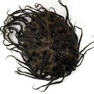 Örgülü Peruk% 100 Avrupa Bakire İnsan Saç Parçası Erkekler 8x10 Örgülü Toupee Afro Full Dantel Toupee Braids Siyah Erkekler İçin