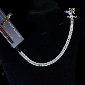 Venda quente corrente de tênis moissanite estilo hip hop gelado baguette corte diamante banhado a ouro 925 colar de prata para homens