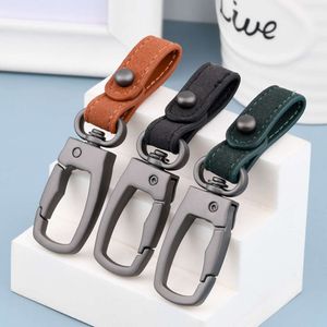 Genuine Leather Keychains Handmade Car Keyring Holder Organizer Detachable Hang Rope Key Ring Car Interior Accessories