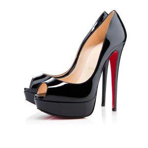 صناديق النساء حذاء عالية الكعب الأحمر القيعان الحمراء من الجلد المدببة مضخات أسود تان تان في الهواء الطلق فستان الأحذية الحجم