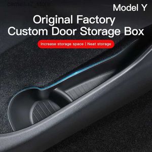 Bilarrangör Bil Door Side Storage Box For Tesla Model Y 2022 Interior Door Armest TPE Organizer Tray Model Y 2023 Biltillbehör Dekoration Q231109