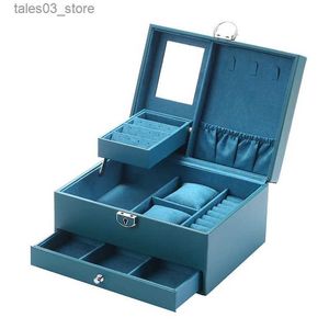 Jewelry Boxes High Grade Velvet Box Embroidered Jewelry Box Household Double Layer Jewelry Storage Organizer Multi-layer Drawer With Lock Q231109